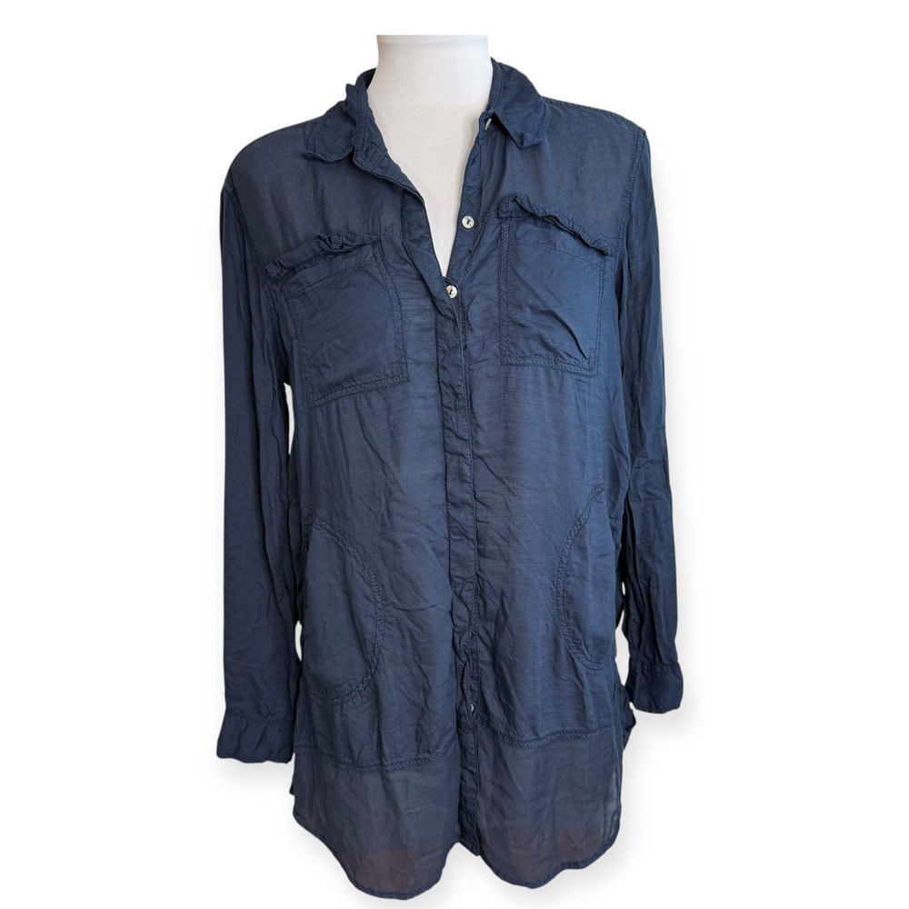 Holding Horses‎ Anthropologie XS Sunwashed Navy Blue Tunic Top